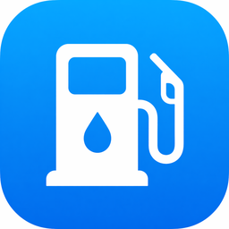 CarFuelTracker app icon: a white fuel pump with a drop on a blue background.